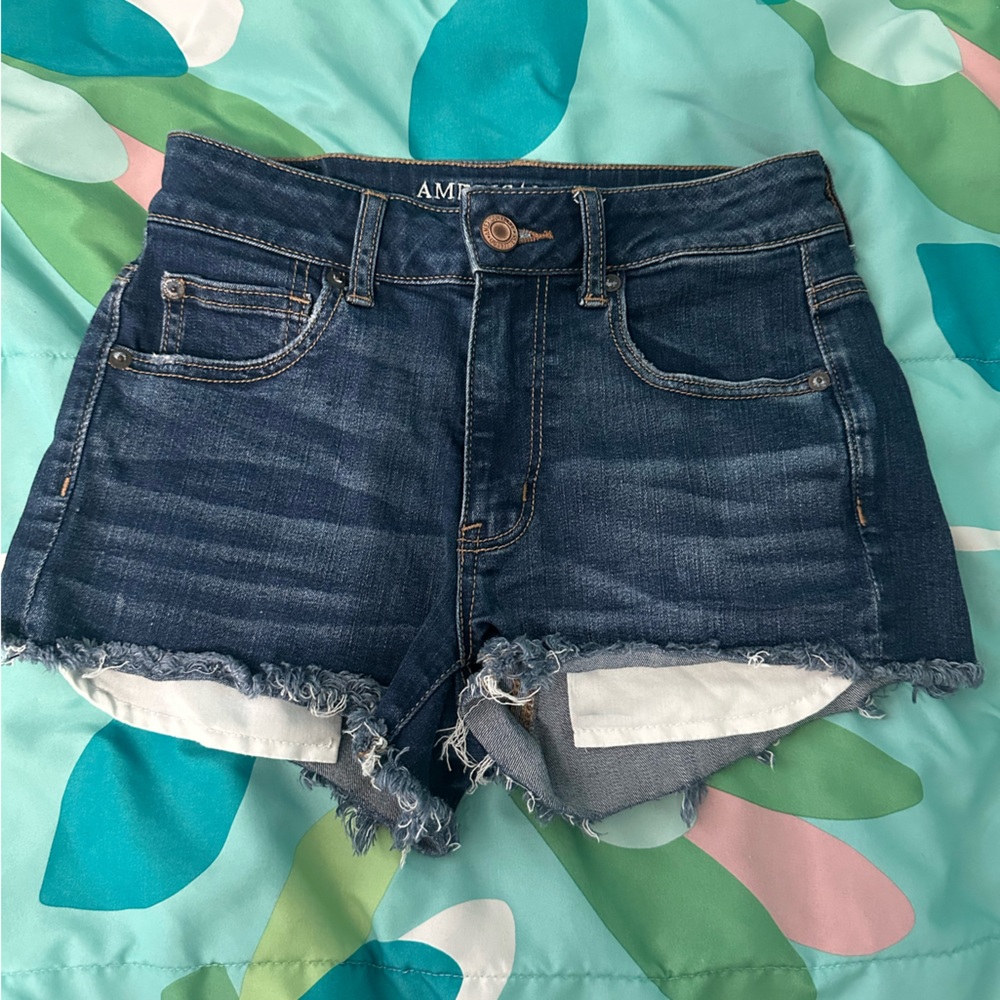 American Eagle Hi-Rise Shortie Jean Shorts, size 4